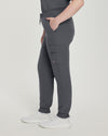 Dark Pewter - White Cross V-Tess Women's 7 Pocket Zipper Cargo Jogger Drawstring Scrub Pants for Nursing