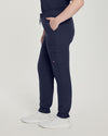 Navy - White Cross V-Tess Women's 7 Pocket Zipper Cargo Jogger Drawstring Scrub Pants for Nursing