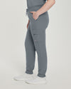 Taylor Grey - White Cross V-Tess Women's 7 Pocket Zipper Cargo Jogger Drawstring Scrub Pants for Nursing