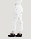White - White Cross V-Tess Women's 7 Pocket Zipper Cargo Jogger Drawstring Scrub Pants for Nursing