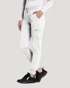 White - White Cross V-Tess Women's 7 Pocket Zipper Cargo Jogger Drawstring Scrub Pants for Nursing