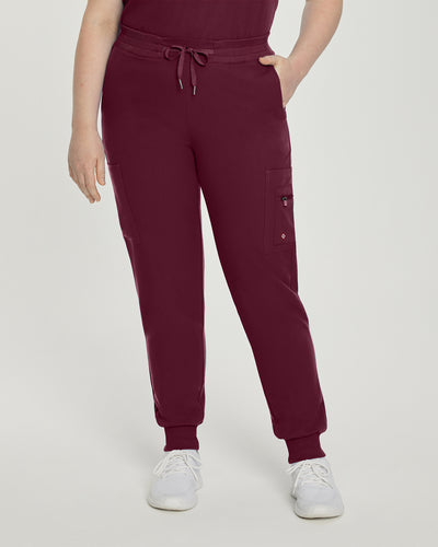 Women's 7 Pocket Zipper Cargo Jogger Drawstring Scrub Pants