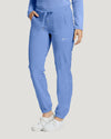 Ceil Blue - White Cross Fit Women's 2 Pocket Flat Front Jogger Scrub Pants for Nursing