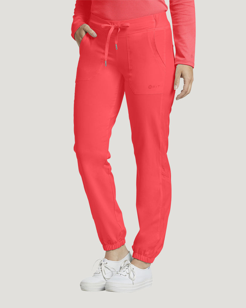 Flamingo - White Cross Fit Women's 2 Pocket Flat Front Jogger Scrub Pants for Nursing