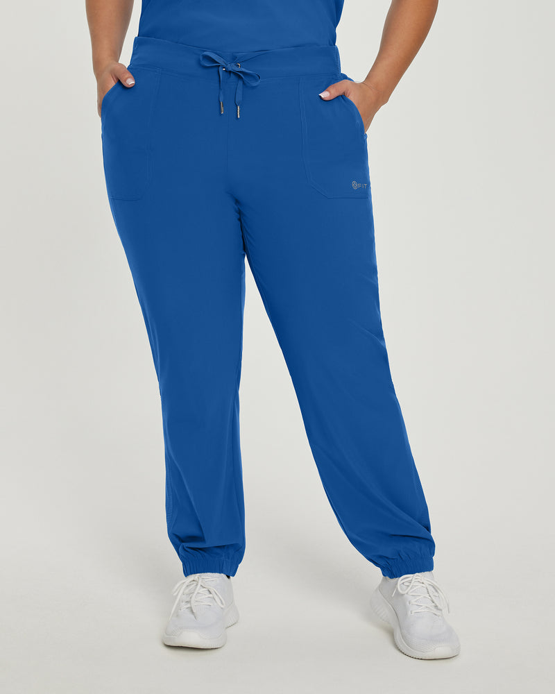 Royal Blue - White Cross Fit Women's 2 Pocket Flat Front Jogger Scrub Pants for Nursing