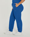 Royal Blue - White Cross Fit Women's 2 Pocket Flat Front Jogger Scrub Pants for Nursing