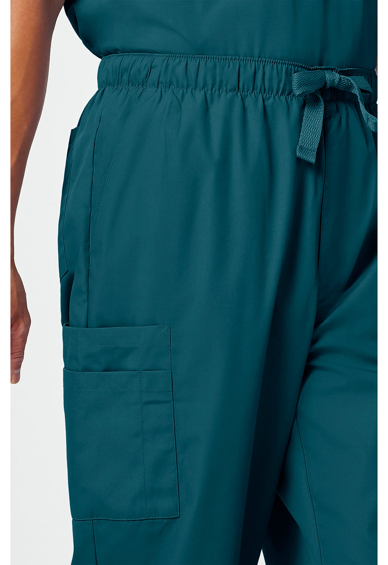Caribbean Blue - Men's Fly Front Cargo Scrub Pants (View 3)