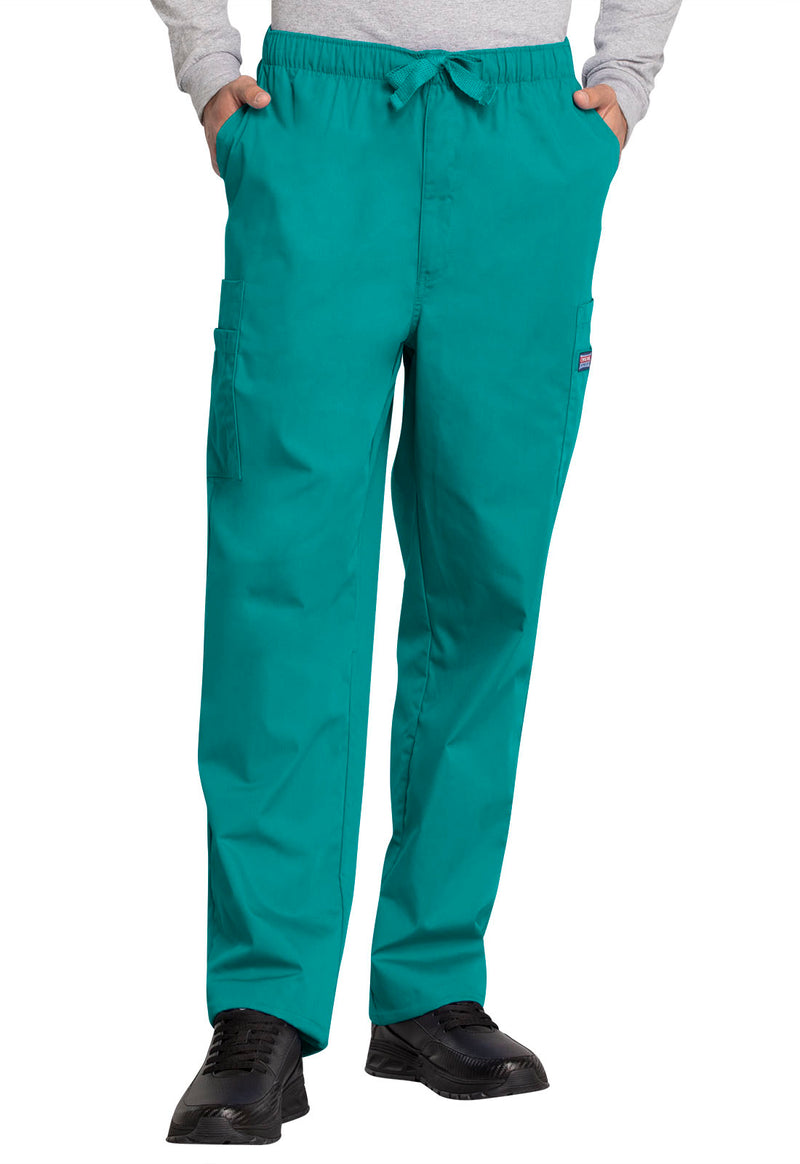 Teal Blue - Cherokee WW Originals Men Scrub Pants - Front View