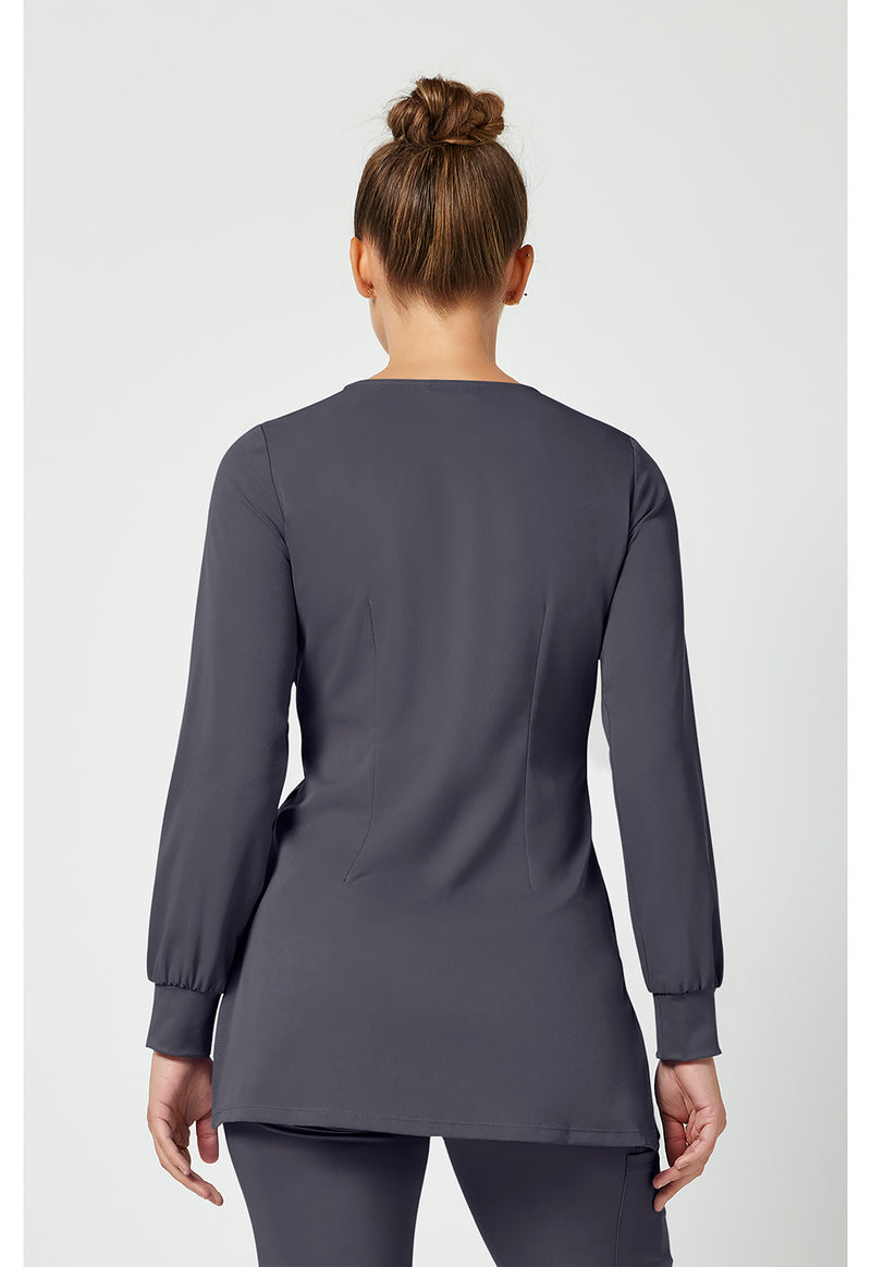 Pewter - Healing Hands Works Women Scrub Top - Back View