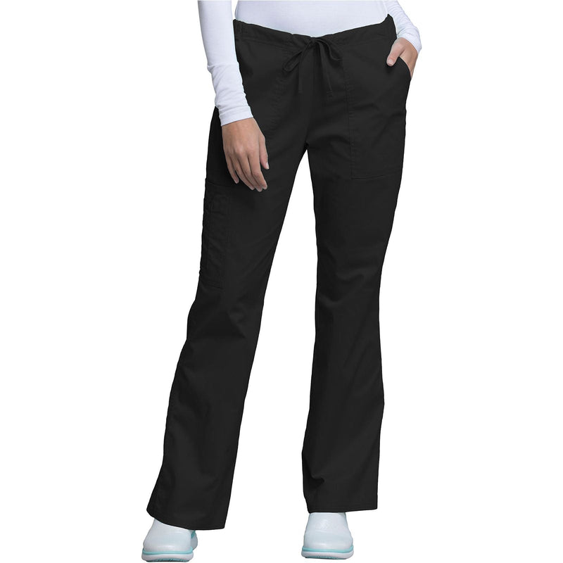 black - Mid Rise Drawstring Cargo Pant