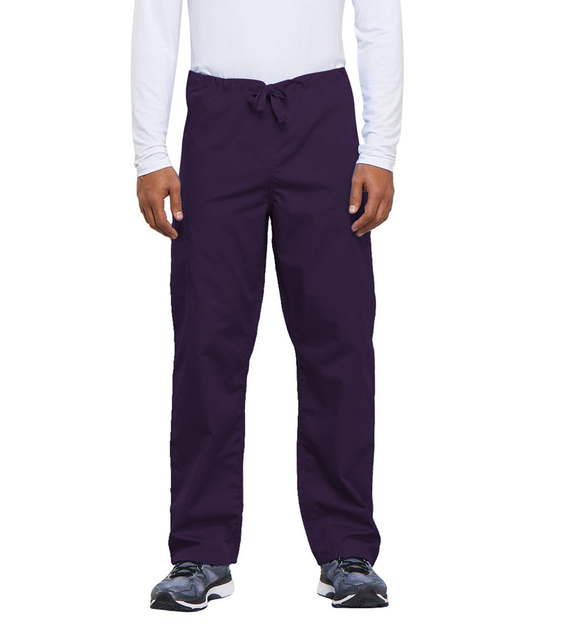 Eggplant - Unisex Drawstring Cargo Scrub Pants
