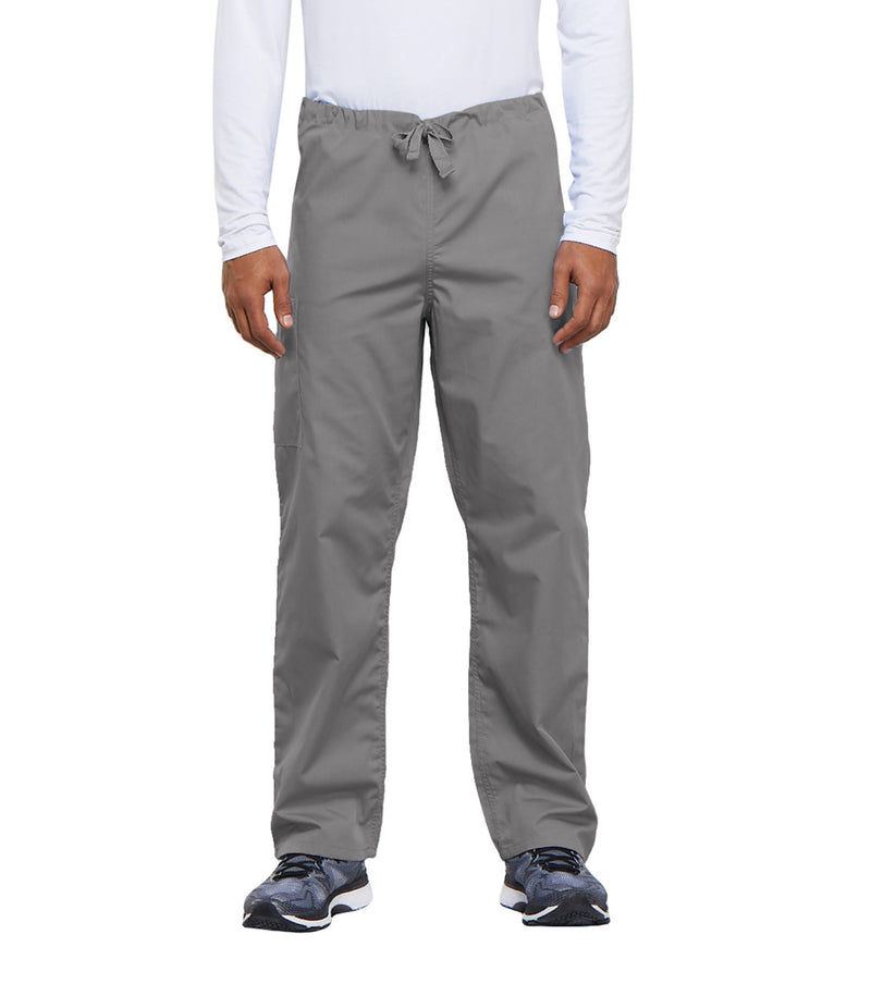 Grey - Unisex Drawstring Cargo Scrub Pants