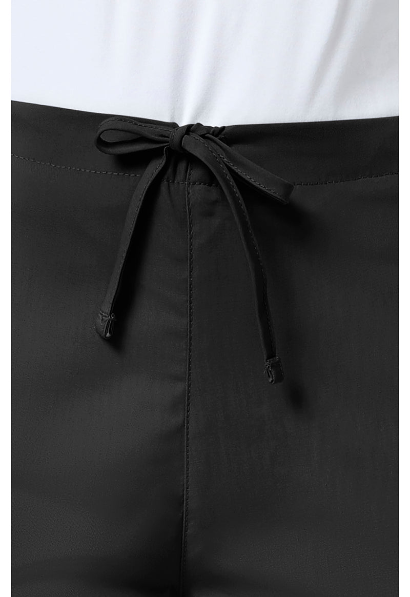 Black - Women's Natural Rise Flare Leg Drawstring Scrub Pants – Regular (View 2)