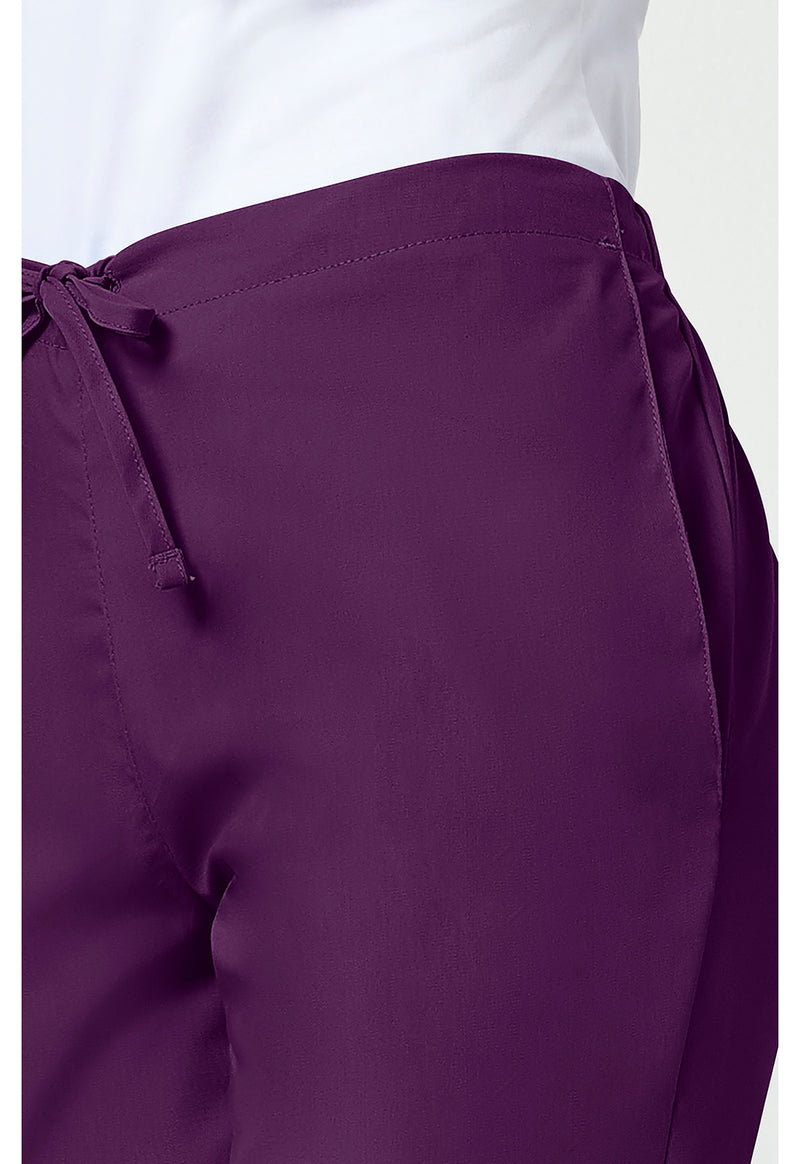 Eggplant - Women's Natural Rise Flare Leg Drawstring Scrub Pants – Regular (View 4)