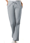 Grey - Women's Natural Rise Flare Leg Drawstring Scrub Pants