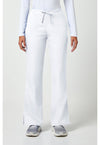 White - Women's Natural Rise Flare Leg Drawstring Scrub Pants