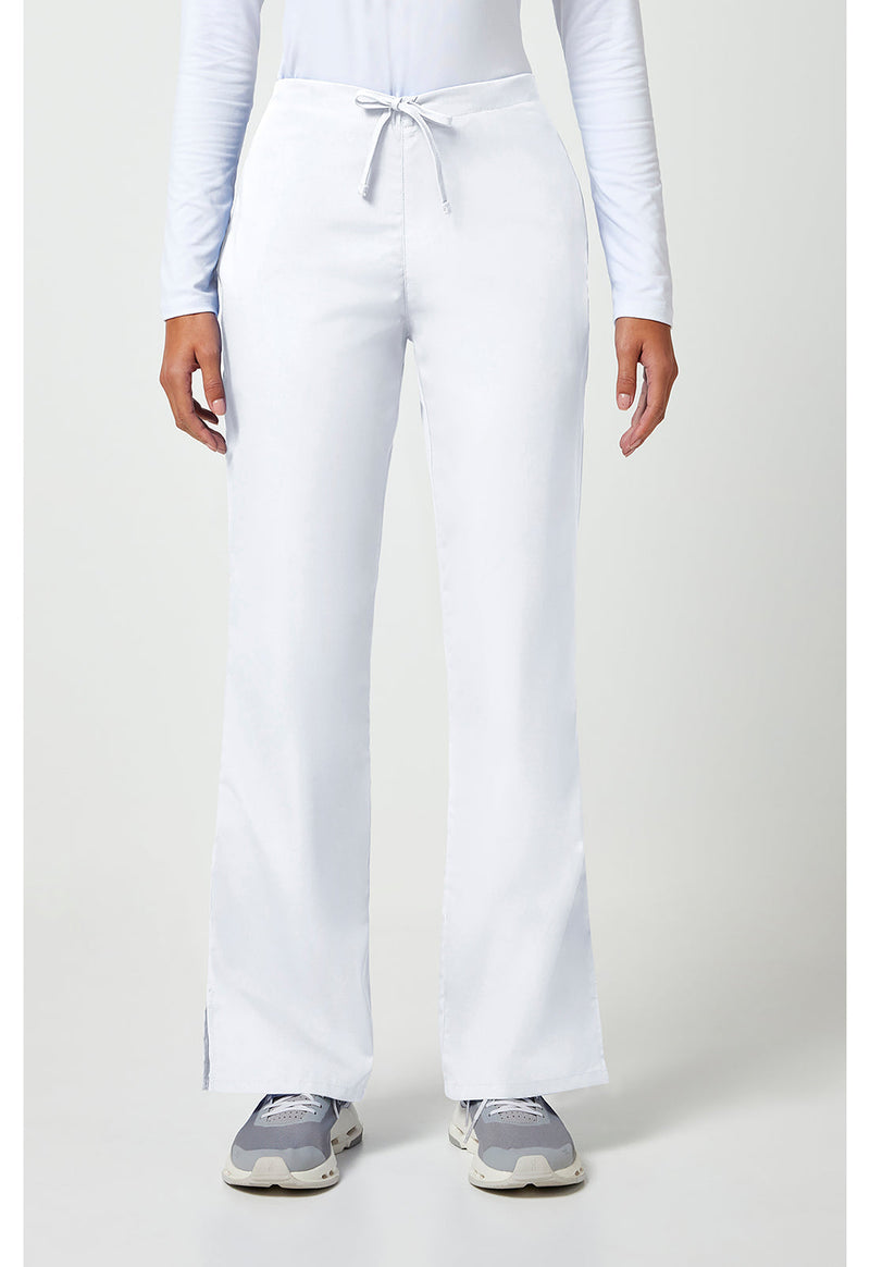White - Women's Natural Rise Flare Leg Drawstring Scrub Pants