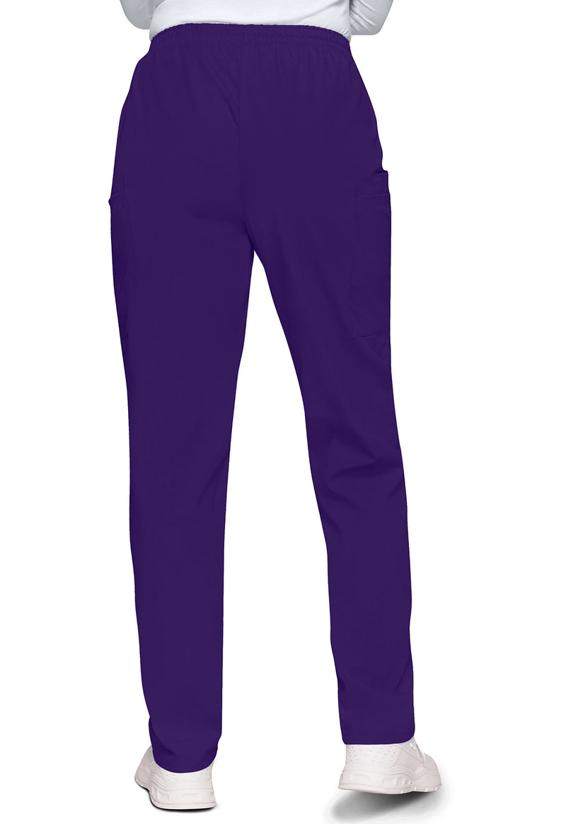 Grape - Women's Natural Rise Tapered Pull-On Cargo Scrub Pants – Petite (Back)