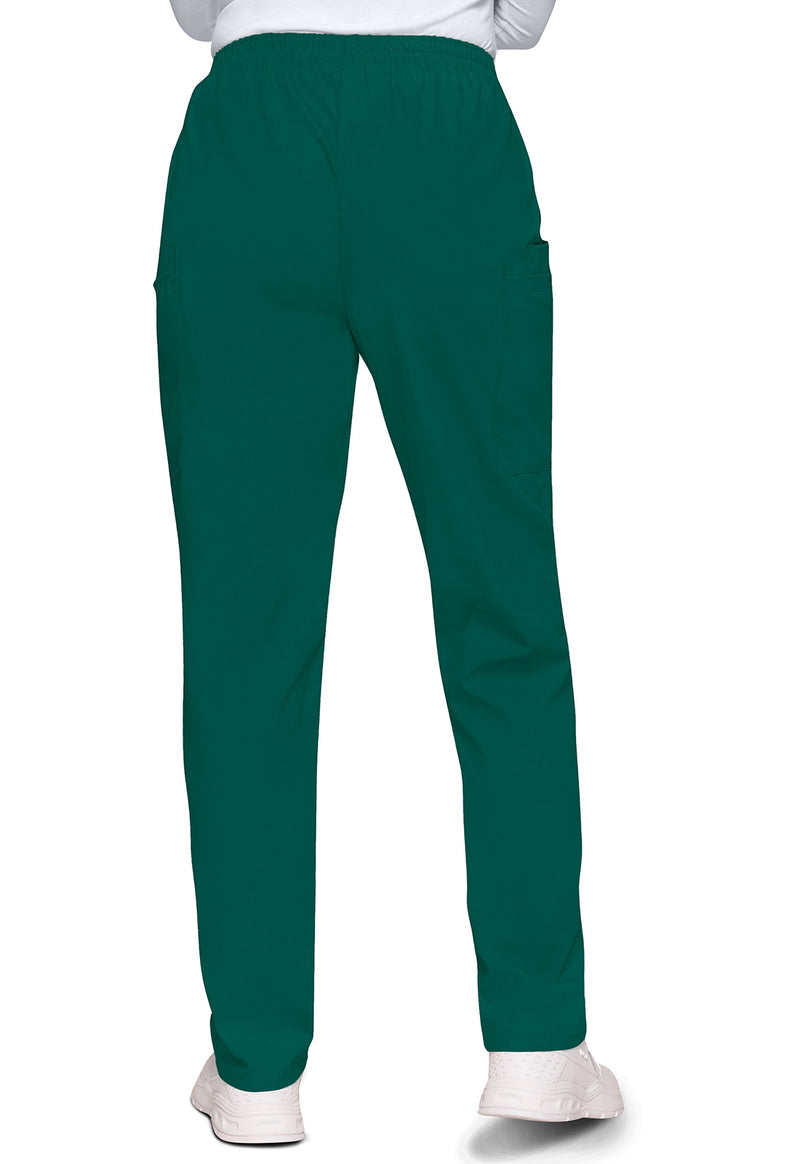 Hunter Green - Women's Natural Rise Tapered Pull-On Cargo Scrub Pants – Petite (Back)