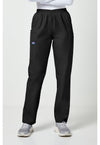 Black - Women's Natural Rise Tapered Pull-On Cargo Scrub Pants