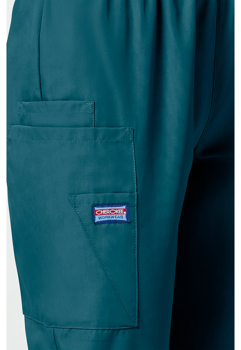 Caribbean Blue - Women's Natural Rise Tapered Pull-On Cargo Scrub Pants – Regular (View 3)