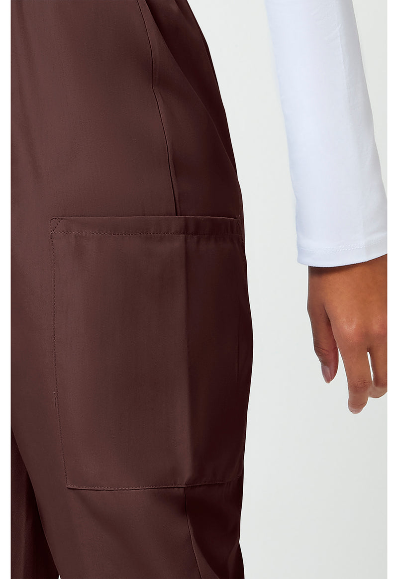Chocolate - Women's Natural Rise Tapered Pull-On Cargo Scrub Pants – Regular (View 4)