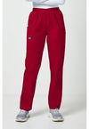 Red - Women's Natural Rise Tapered Pull-On Cargo Scrub Pants