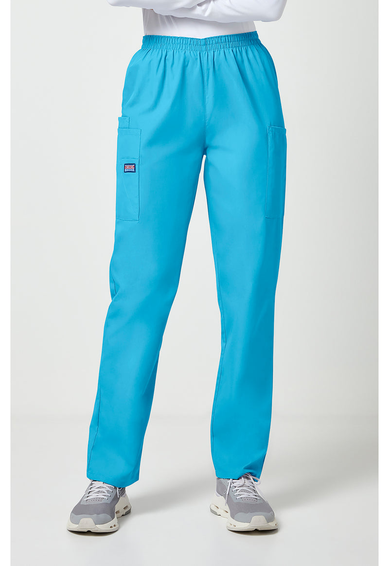 Turquoise - Cherokee WW Originals Women Scrub Pants - Front View