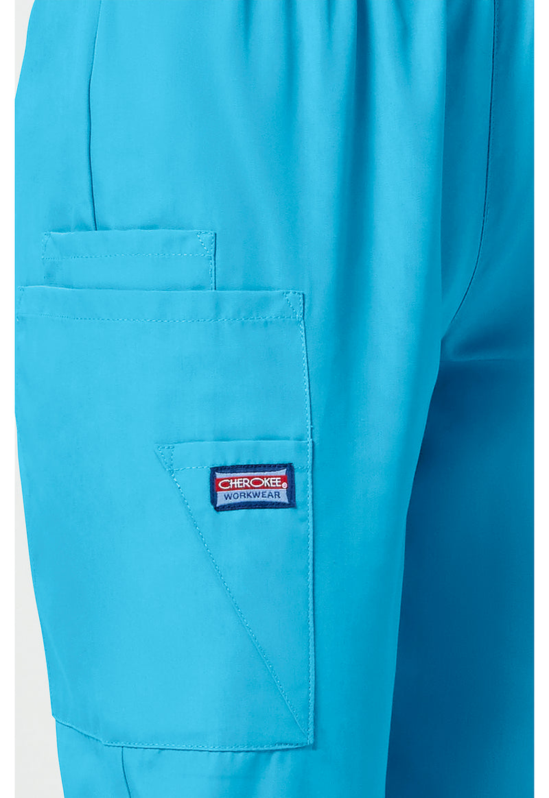 Turquoise - Women's Natural Rise Tapered Pull-On Cargo Scrub Pants – Regular (View 3)