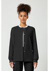 Black - Cherokee WW Originals Women Scrub Jacket - Front View