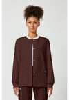 Chocolate - Cherokee WW Originals Women Scrub Jacket - Front View