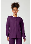 Eggplant - Cherokee WW Originals Women Scrub Jacket - Front View