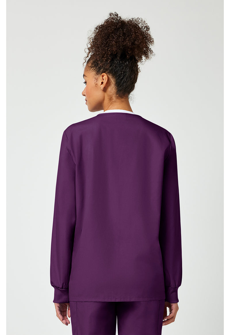 Eggplant - Cherokee WW Originals Women Scrub Jacket - Back View
