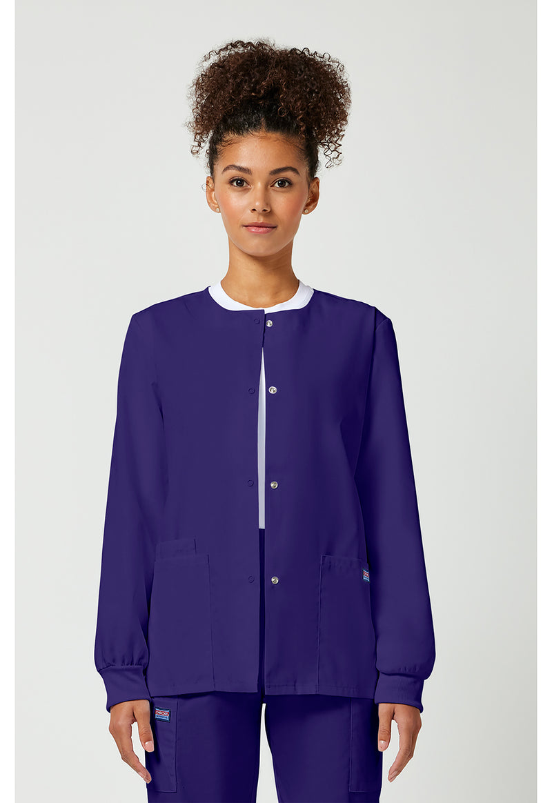 Grape - Cherokee WW Originals Women Scrub Jacket - Front View
