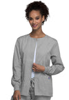 Grey - Cherokee WW Originals Women Scrub Jacket - Front View