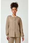 Khaki - Cherokee WW Originals Women Scrub Jacket - Front View