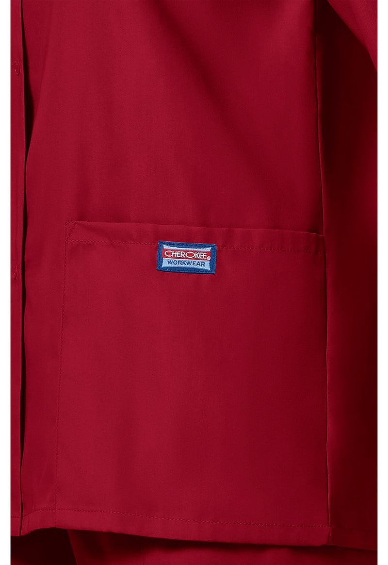 Red - Women's Snap Front Warm-Up Scrub Jacket (View 4)