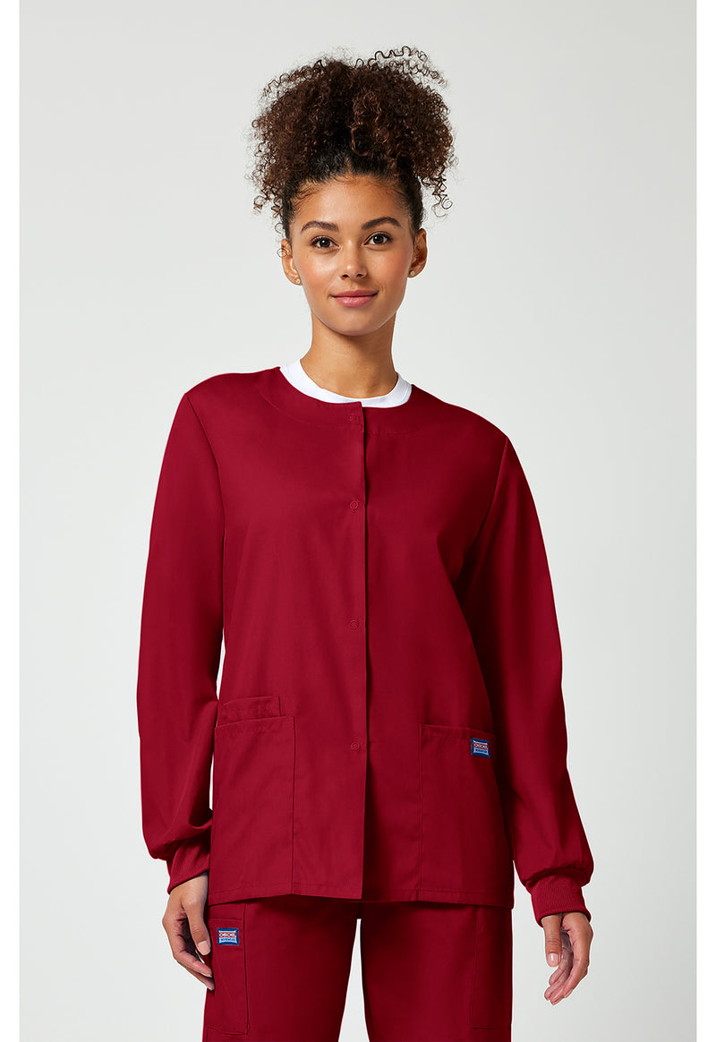 Red - Cherokee WW Originals Women Scrub Jacket - Front View