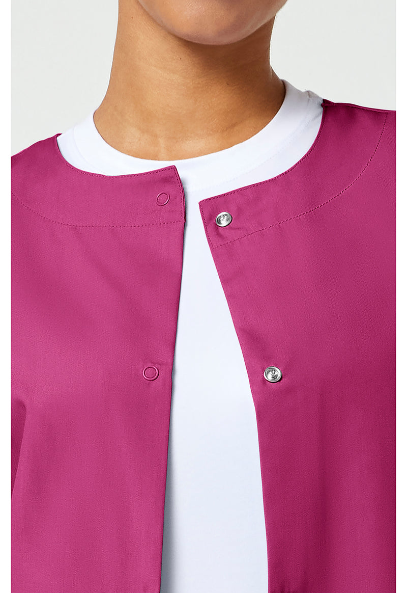 Shocking Pink - Women's Snap Front Warm-Up Scrub Jacket (View 2)