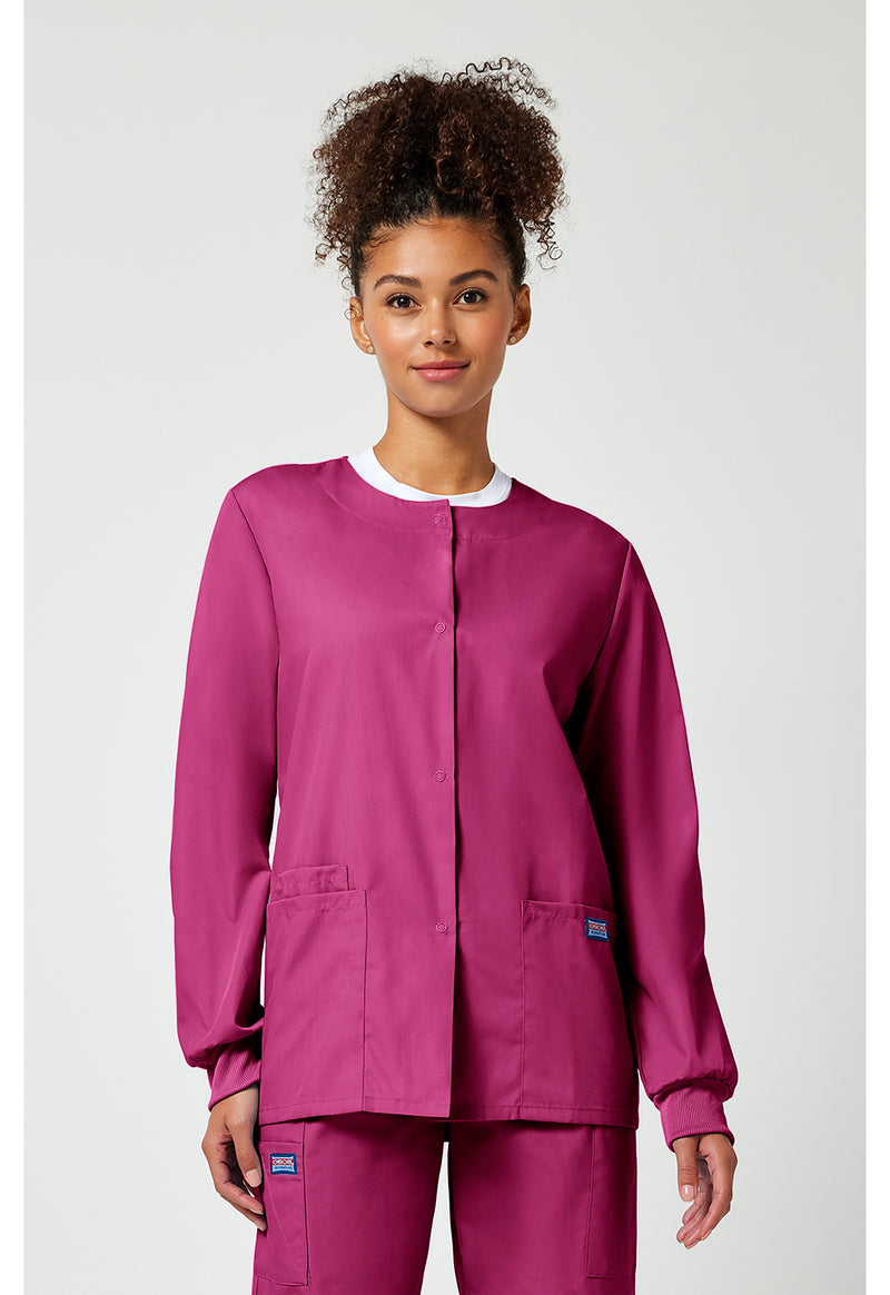 Shocking Pink - Cherokee WW Originals Women Scrub Jacket - Front View