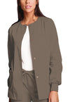 Taupe - Cherokee WW Originals Women Scrub Jacket - Front View
