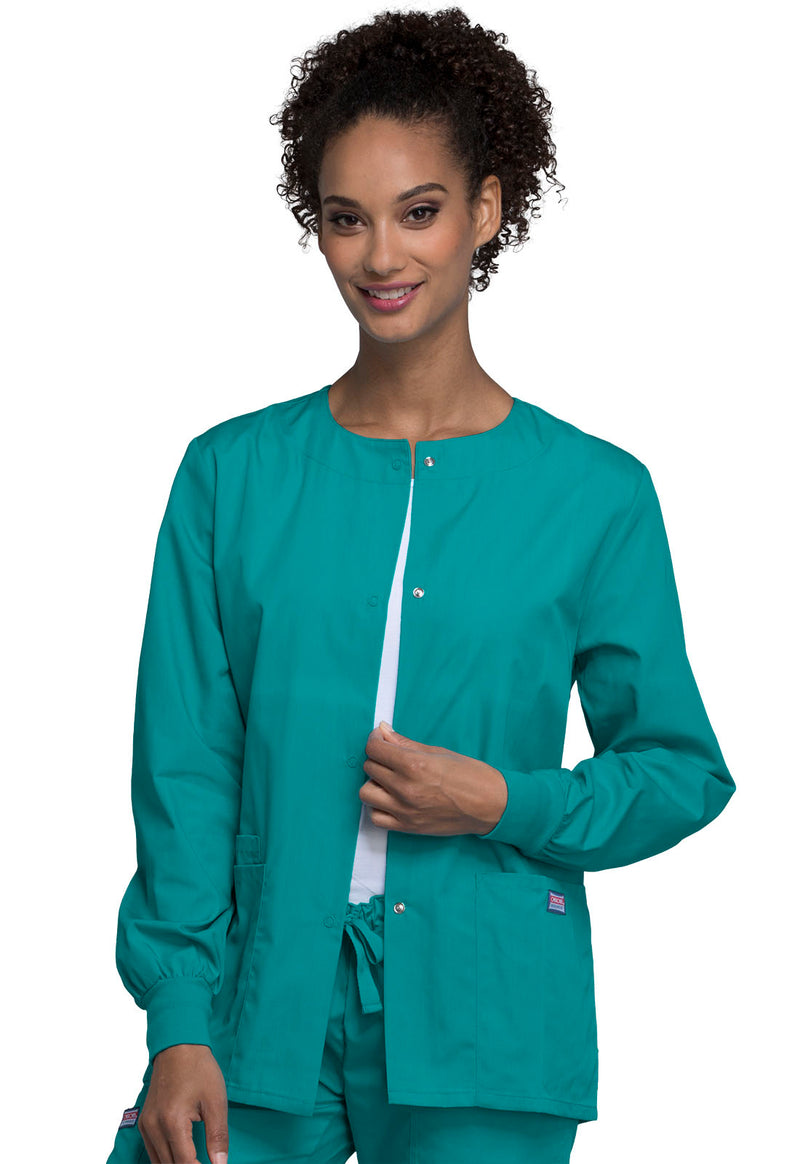 Teal Blue - Cherokee WW Originals Women Scrub Jacket - Front View