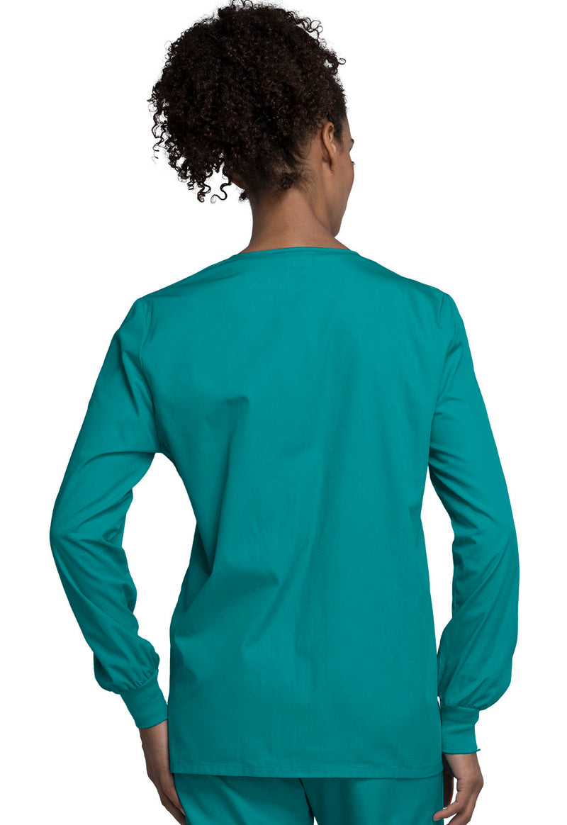 Teal Blue - Cherokee WW Originals Women Scrub Jacket - Back View