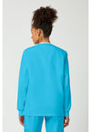 Turquoise - Cherokee WW Originals Women Scrub Jacket - Back View