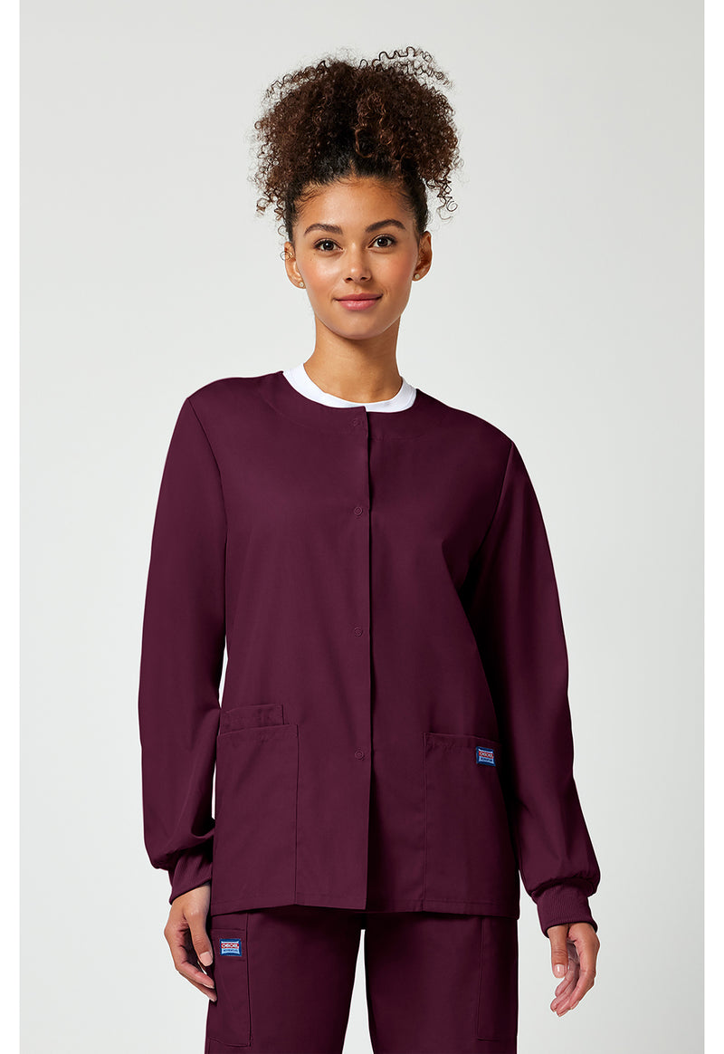 Wine - Cherokee WW Originals Women Scrub Jacket - Front View