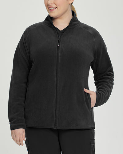 Women's 2 Pocket Zip Front Polar Fleece Warm-Up Scrub Jacket
