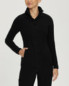 Black - White Cross Core Women's 2 Pocket Zip Front Polar Fleece Warm-Up Scrub Jacket for Nursing