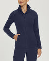Navy - White Cross Core Women's 2 Pocket Zip Front Polar Fleece Warm-Up Scrub Jacket for Nursing