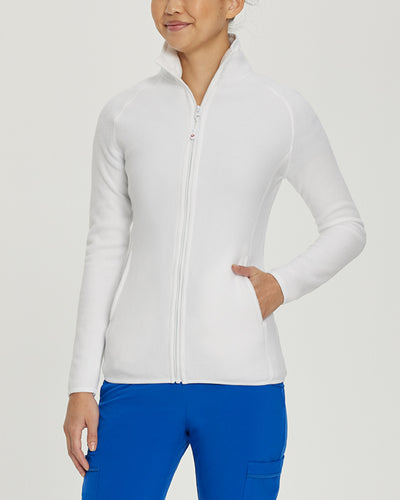 Women's 2 Pocket Zip Front Polar Fleece Warm-Up Scrub Jacket