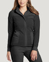 Black - White Cross Fit Women's 3 Pocket Zip Front Warm-Up Scrub Jacket for Nursing